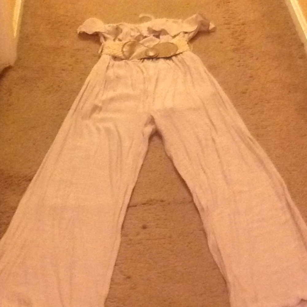 Women's Linen Material Strapless Jumpsuit